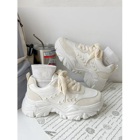 

Stitch Detail Lace-up Front Chunky Sneakers