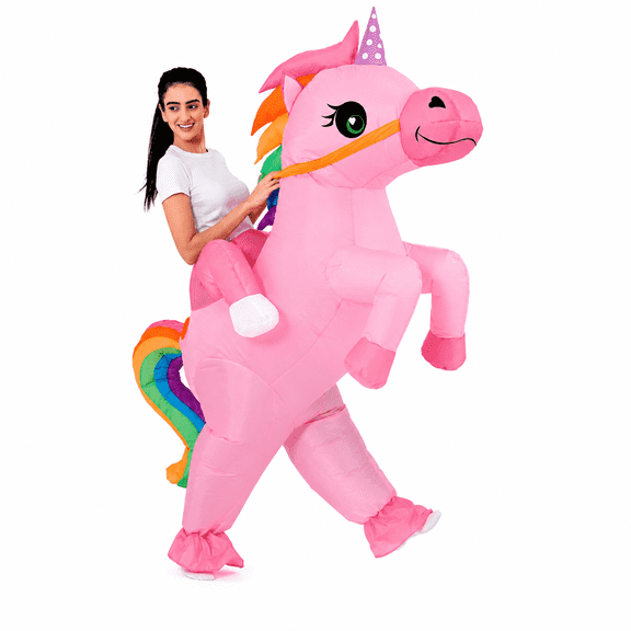 Inflatable Ride On Unicorn Costume for Adults, Funny Unicorn Halloween Costume, Blow Up Cosplay Outfit for Parties, Festivals and Events