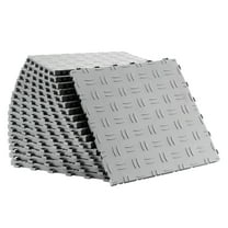 KFFKFF Interlocking Garage Floor Tiles, 12 x 12 x 0.53 inch, Pack of 50, Non-Slip Double-Sided Textured Flooring for Garages, Basements, and Workshops, Silver