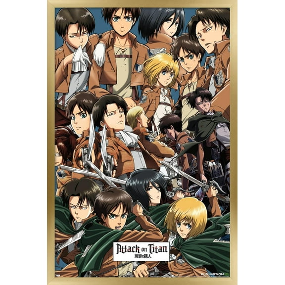 Attack on Titan - Collage Wall Poster, 22.375" x 34", Framed