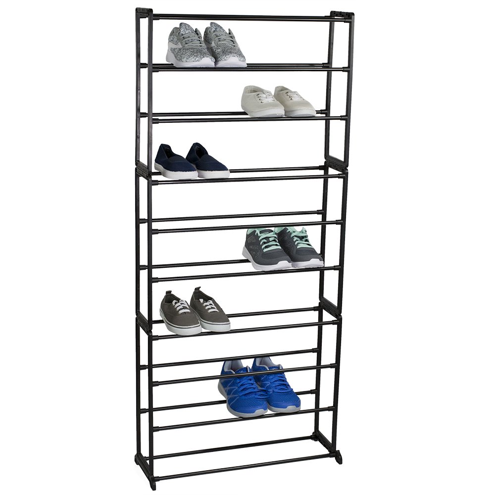30 Pair Metal Shoe Rack, Black