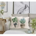 thumbnail image 2 of Set of 4 Green Plant Throw Pillow Covers Vintage Tropical Succulent Leaf Outdoor Decorative Home Cover Cotton Linen Sofa Case 18\u201dx18\u201dSummer Plants (Plant), 18x18 Inch, 2 of 6