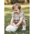 thumbnail image 5 of BemeyourBBs Newborn Baby Girl Boy Plaid Gingham Bubble Romper Infant Baby Summer Clothes Casual Loose Fit Crew Neck Flying Sleeve Bodysuit Playsuit Jumpsuit, 5 of 9