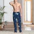 thumbnail image 5 of Uemuo Space Dinosaur Pattern Men's Wide Leg Palazzo Lounge Pants with Pockets Light Weight Loose Comfy Casual Pajama Pants-Large, 5 of 9