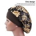thumbnail image 3 of Qarigey Gorro para dormir para mujer, banda ancha elástica de satén, calentador para el cuero cabelludo, herramientas de belleza para la ducha, gorro Sombreros negro M（56-58cm） Qarigey AP009657-03B, 3 of 6