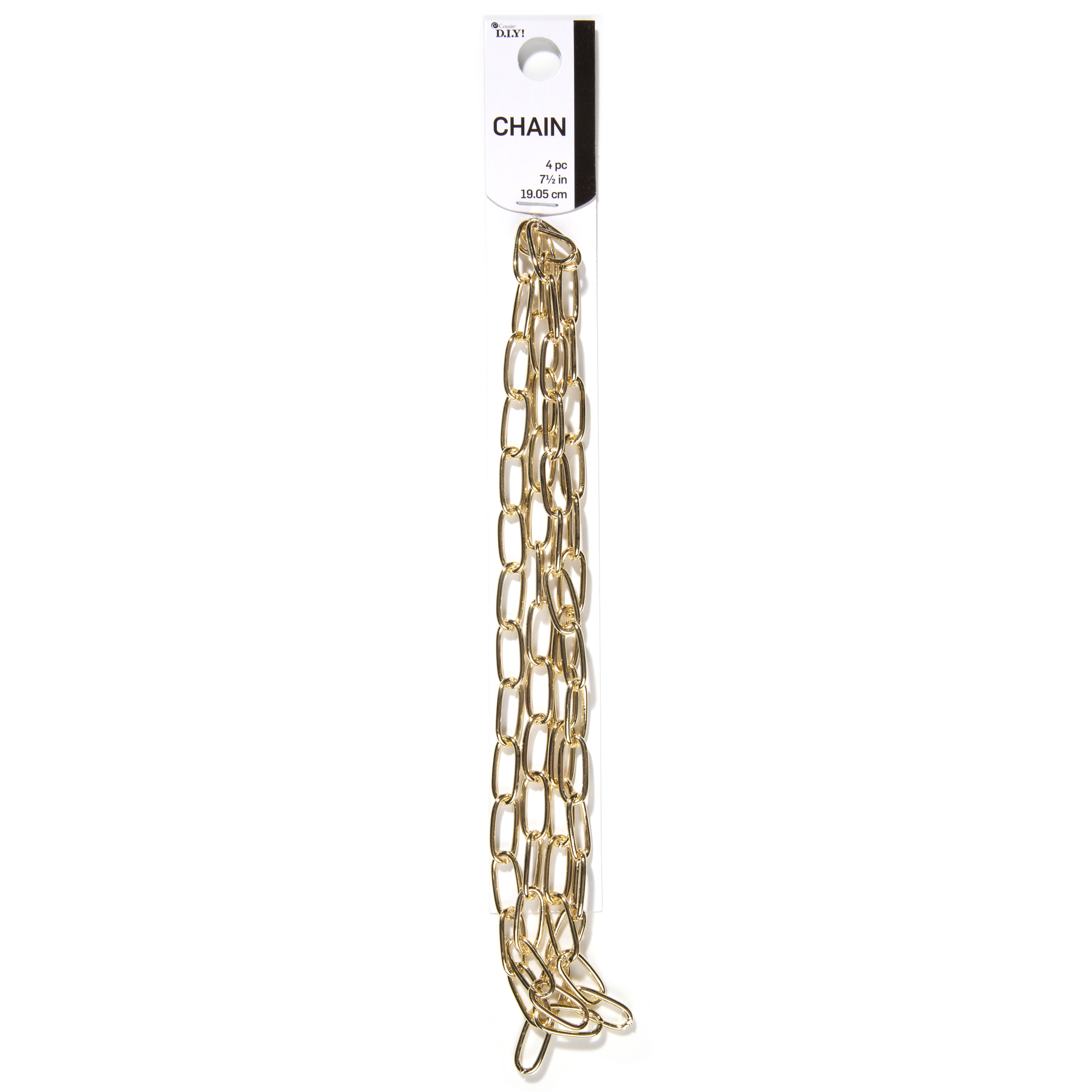 Cousin DIY 7.5 inch Oval Link Chain for DIY Charm Bracelet, 4Pc, Gold Finish