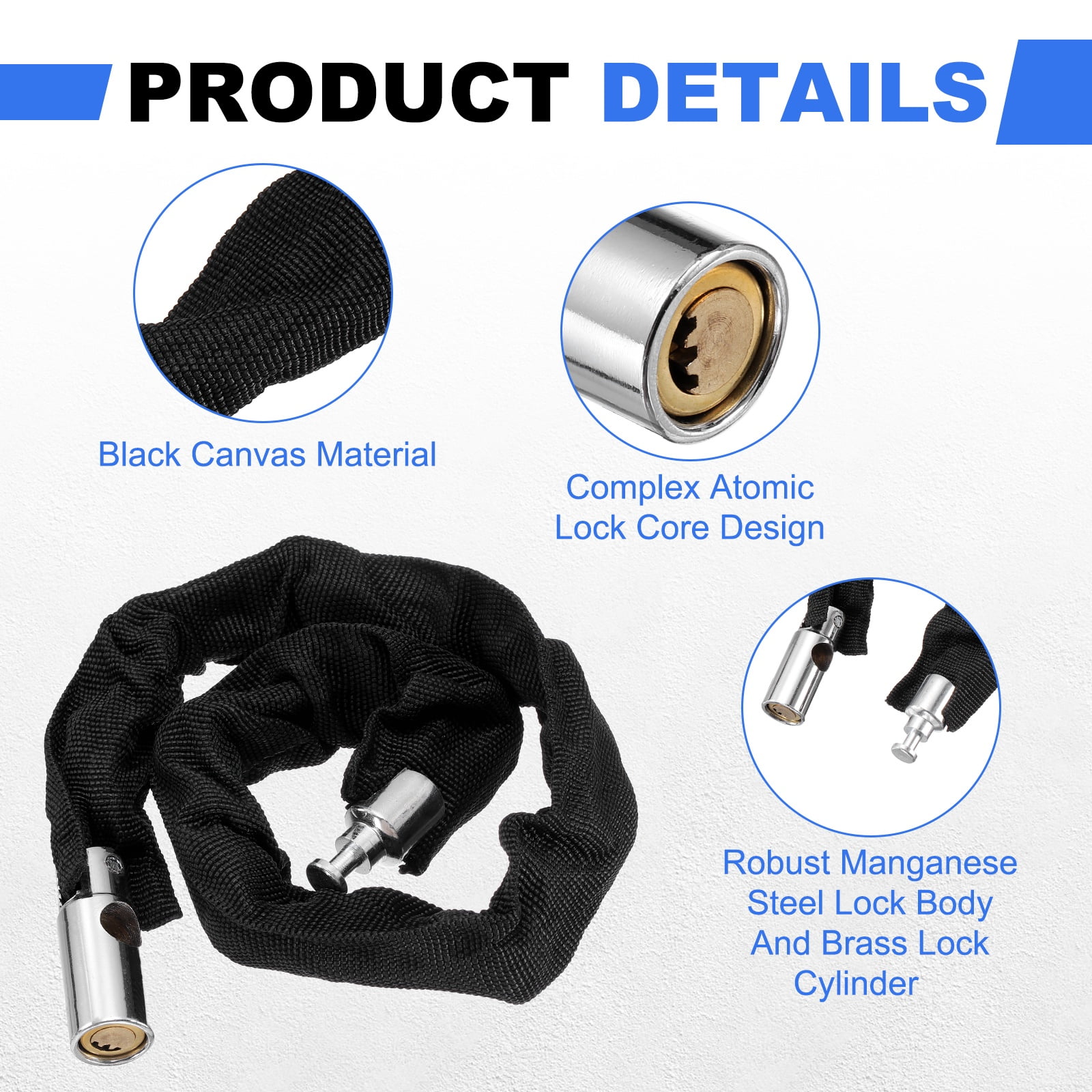 Bike Chain Lock, (26 Inch, Black) (2 Pcs), Manganese Steel Anti-Theft Bicycle Chain Round Lock with Keys, Suit for - Bike/Motorcycle/Scooter/Truck