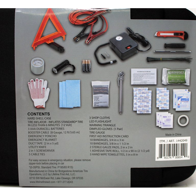 Bridgestone Auto Safety Kit, Automotive Safety Parts with Tire