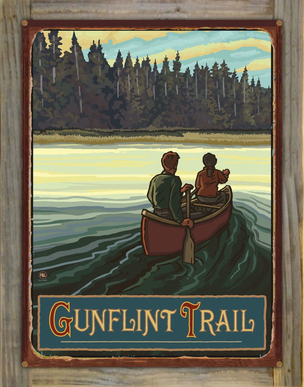 Gunflint Trail Minnesota Rustic Metal Print on Reclaimed Barn Wood by