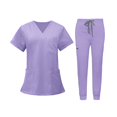 thumbnail image 1 of Uniformes Scrub Set enfermera Top pantalones ropa de trabajo femenina para salón de belleza SPA Púrpura L Yuyangstore Uniforme de enfermera, 1 of 8