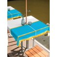 thumbnail image 2 of Outdoor Tablecloth with Umbrella Hole for Patio/Picnic/Party/Camping, Modern Blue Gold Waterproof Table Cloth Square Cover Washable, Minimalist Geometric Yellow Striped (60"x 60"), 2 of 8