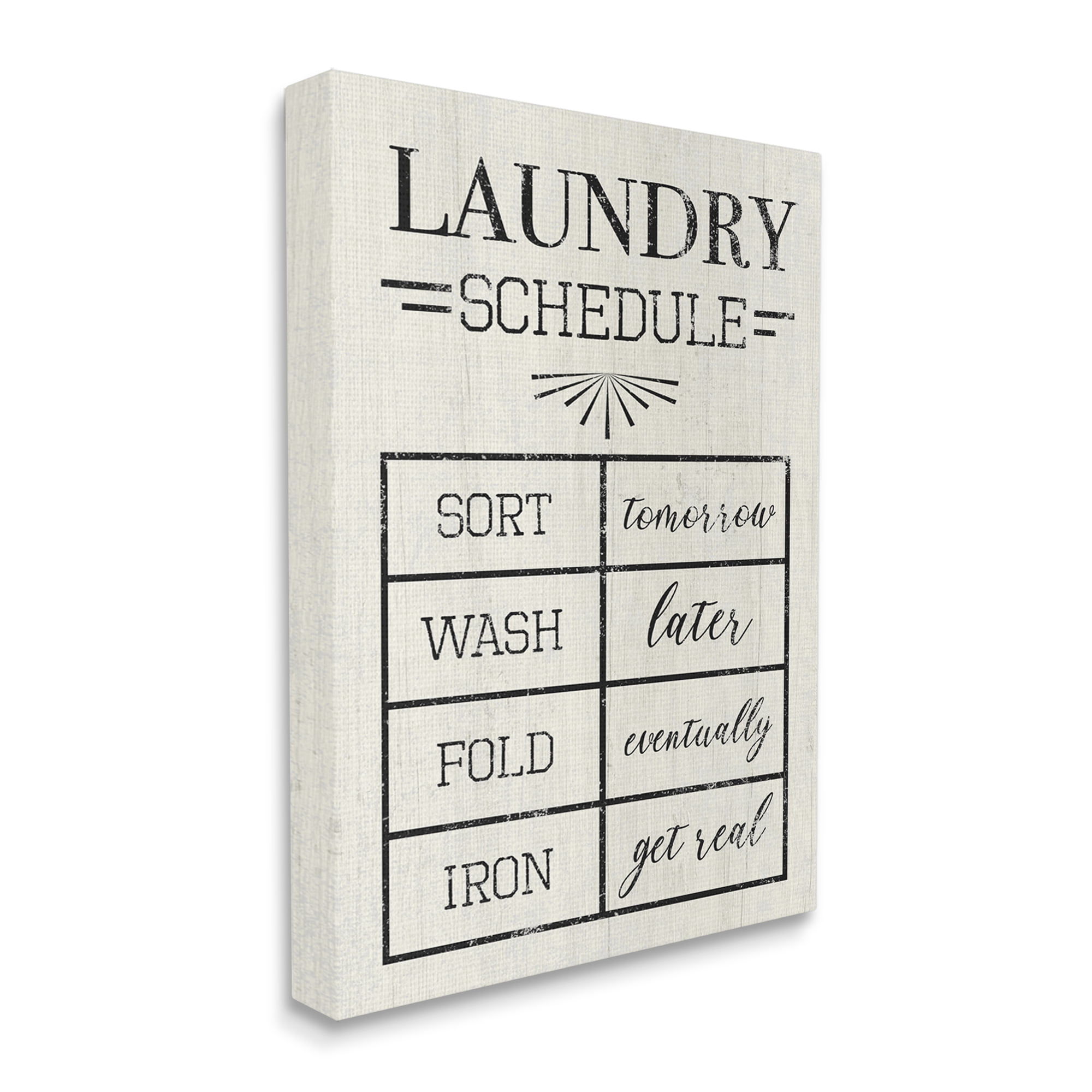 Farmhouse Laundry Schedule Sort Tomorrow Wash Later 16 in x 20 in Drawing Canvas Art Print, by Stupell Home Décor