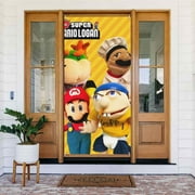 Mario Jeffy SML Door Cover Decorated Banner Tapestry Home Decoration Holiday Party Supplies Door Banner Porch Sign Banner 72.8 x 35.4 Inch