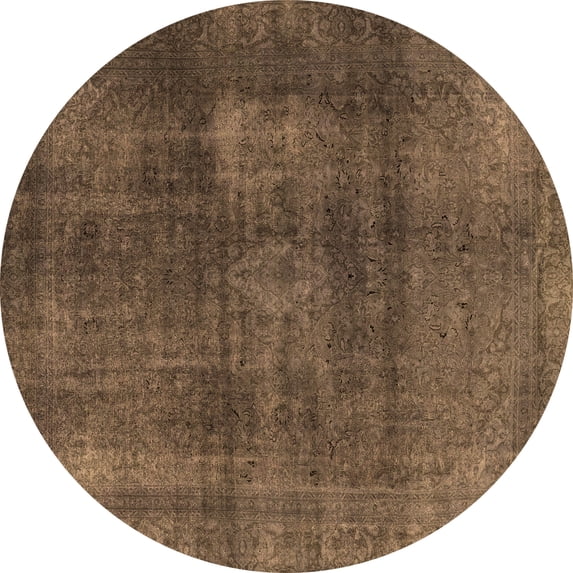 Ahgly Company Indoor Round Abstract Brown Modern Area Rugs, 5' Round