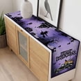 thumbnail image 4 of Dark Purple Halloween Table Runner - 108 Inch Long, Kitchen Dining Table Runner Dresser Scarves, Spooky Truck Pumpkins Crow Spi-der Farmhouse Decor for Coffee Tables Wedding Party Banquet, 4 of 8