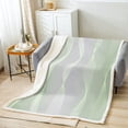 thumbnail image 2 of Gradient Sage and Grey Blanket Ombre Throw Blanket for Sofa Decor,Spiral Silver Print Wave Striped Pattern 50"x60" Fleece Blanket,Abstract Art Room Decor Aesthetic, 2 of 4