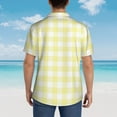 thumbnail image 6 of Daiia Lemon Yellow Checkboard Hawaiian Shirt for Men Gentle Cotton Regular Short Sleeve Casual-X-Large, 6 of 9