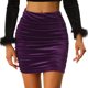 thumbnail image 1 of Falda de Terciopelo Allegra K para Fiestas de Mujer Bodycon Mini Fruncidas Púrpura M, 1 of 5