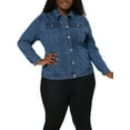 thumbnail image 5 of Agnes Orinda Women's Plus Size Outerwear Button Front Washed Denim Jean Jacket L Snow Blue, 5 of 8
