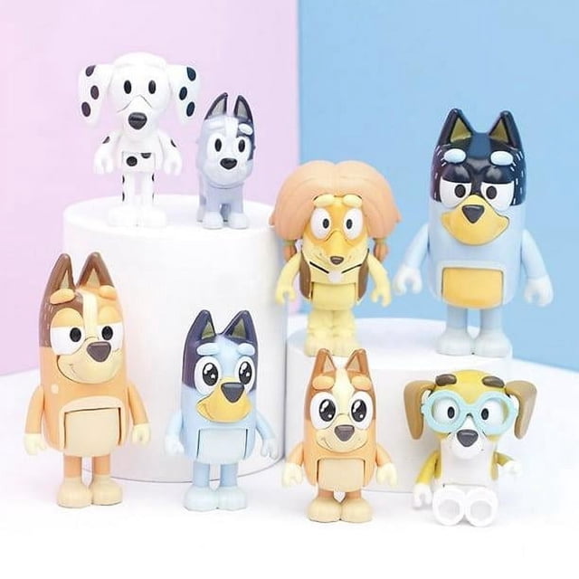 Figuras de dibujos animados de Bluey Playtime Toys, modelos de juguetes para niños, 8 piezas, electrónica de navegación