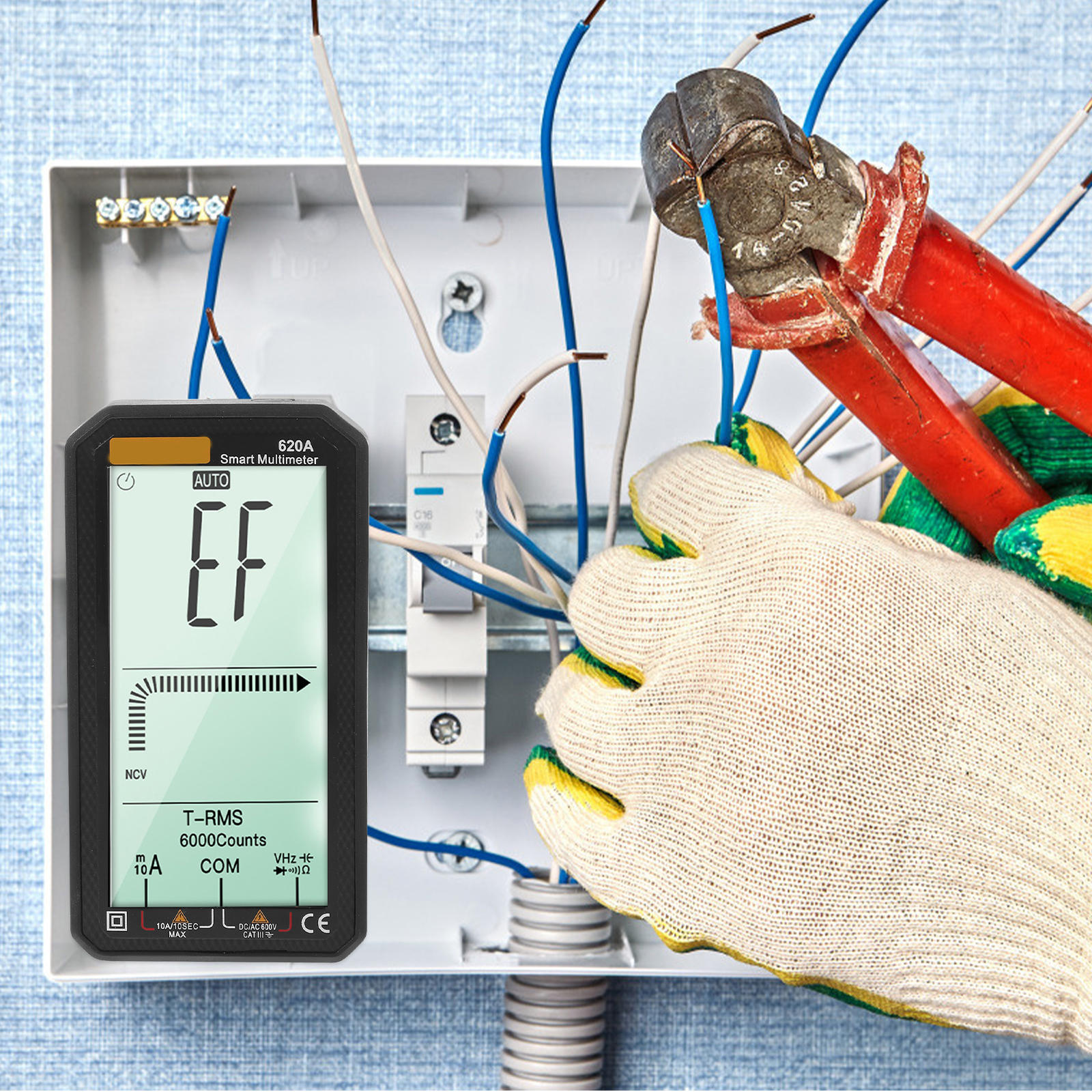 FOMIYES Portable Handheld Digital Multimeter with Protective Cover for Accurate Home and Electrical Testing