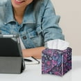 thumbnail image 6 of FUIALDOLG Stylish Tissue Box Cover Waterproof, Purple Paisley Floral Square PU Leather Tissue Box Holder, Modern Facial Paper Organizer Dispenser for Bathroom, Car, 5.1''X5.1''X5.5'', 6 of 7