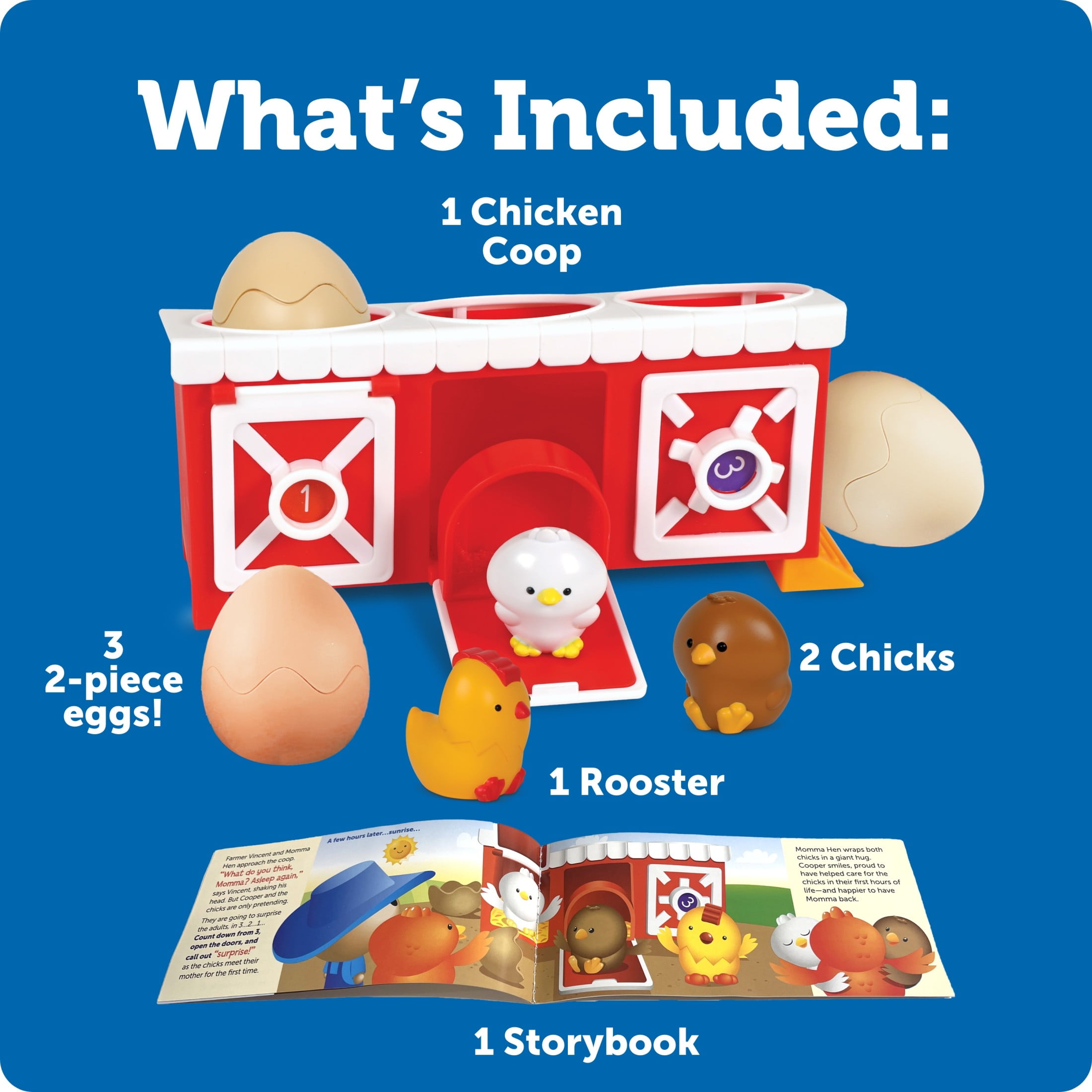 Learning Resources Hide & Cheep Chicken Coop Educational Toy, Ages 18 Months+, 6 Piece Set