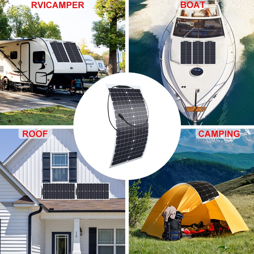 Solar Panel,DFITO 35W 18V Flexible Monocrystalline Bendable Solar Panels Charger Off-Grid for RV Boat Cabin Van Car Uneven Surfaces