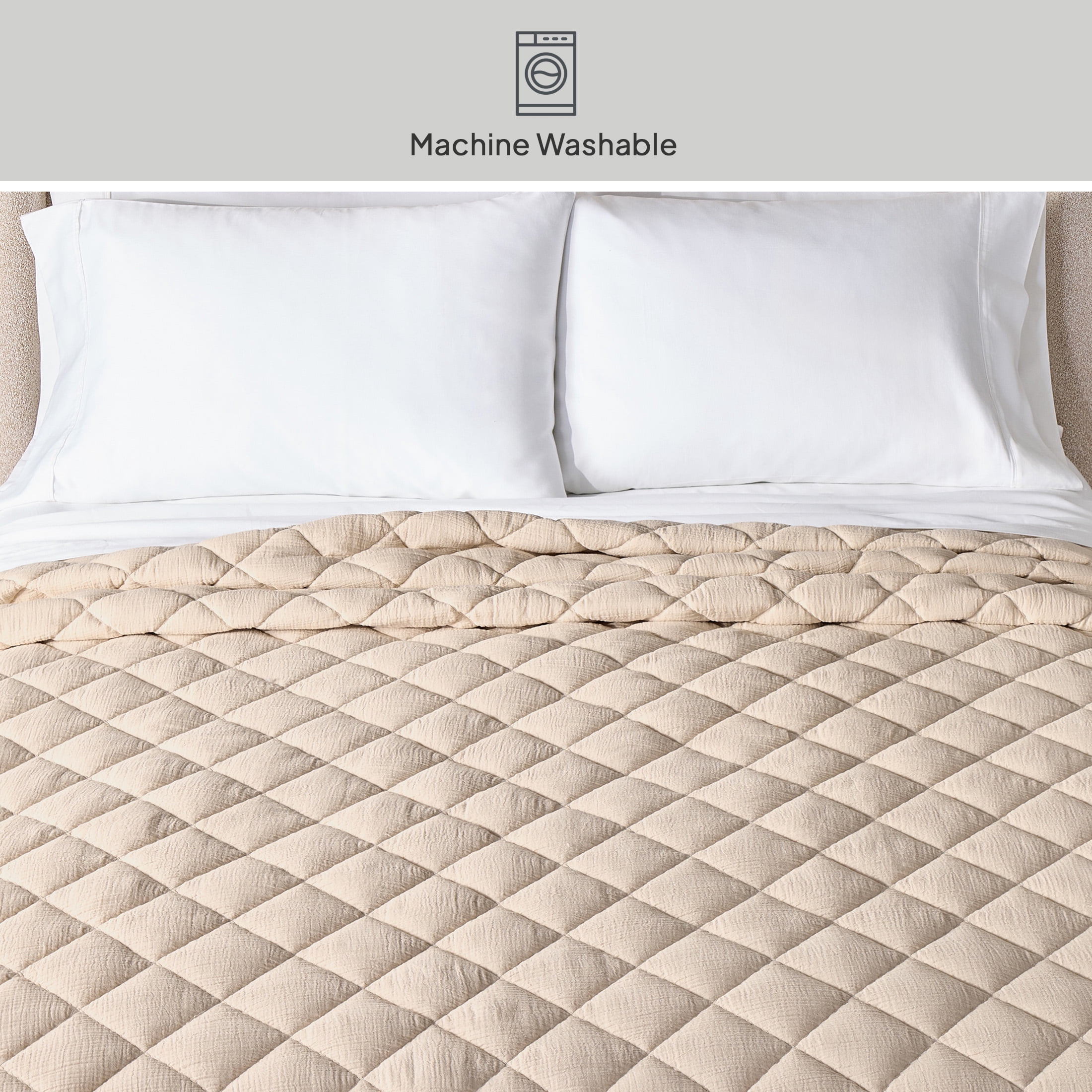 Better Homes & Gardens Diamond Gauze Quilt, King, Beige Bedding