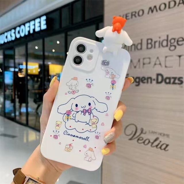 Funda de teléfono de muñeca con cordón, Sanrio Cinnamonroll de dibujos animados, para iPhone 14, 13, 12, 11 Pro Max, Mini, XR, XS MAX, 8, X, 7, Y2k, regalo para niña Fivean unisex