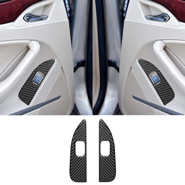 Real Bright Soft Car Interior Carbon Fiber Sticker DecorationCarbon Fiber Rear Window Control Cover For 2008-13 Cadillac CTS Sedan/WagonAuto Car Protection Interior Accessories