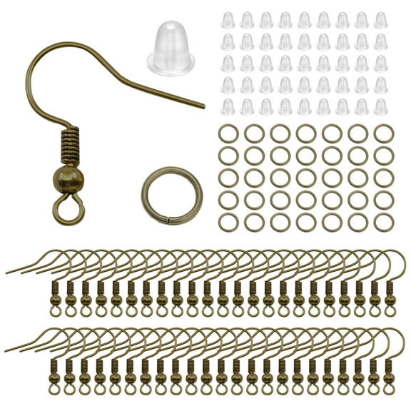 ATJIA 100/300 Pcs Hypoallergenic Earring Hook Kit Mix-color Ear Wires Fish Hooks Open Jump Rings Earplugs For DIY Jewelry Making