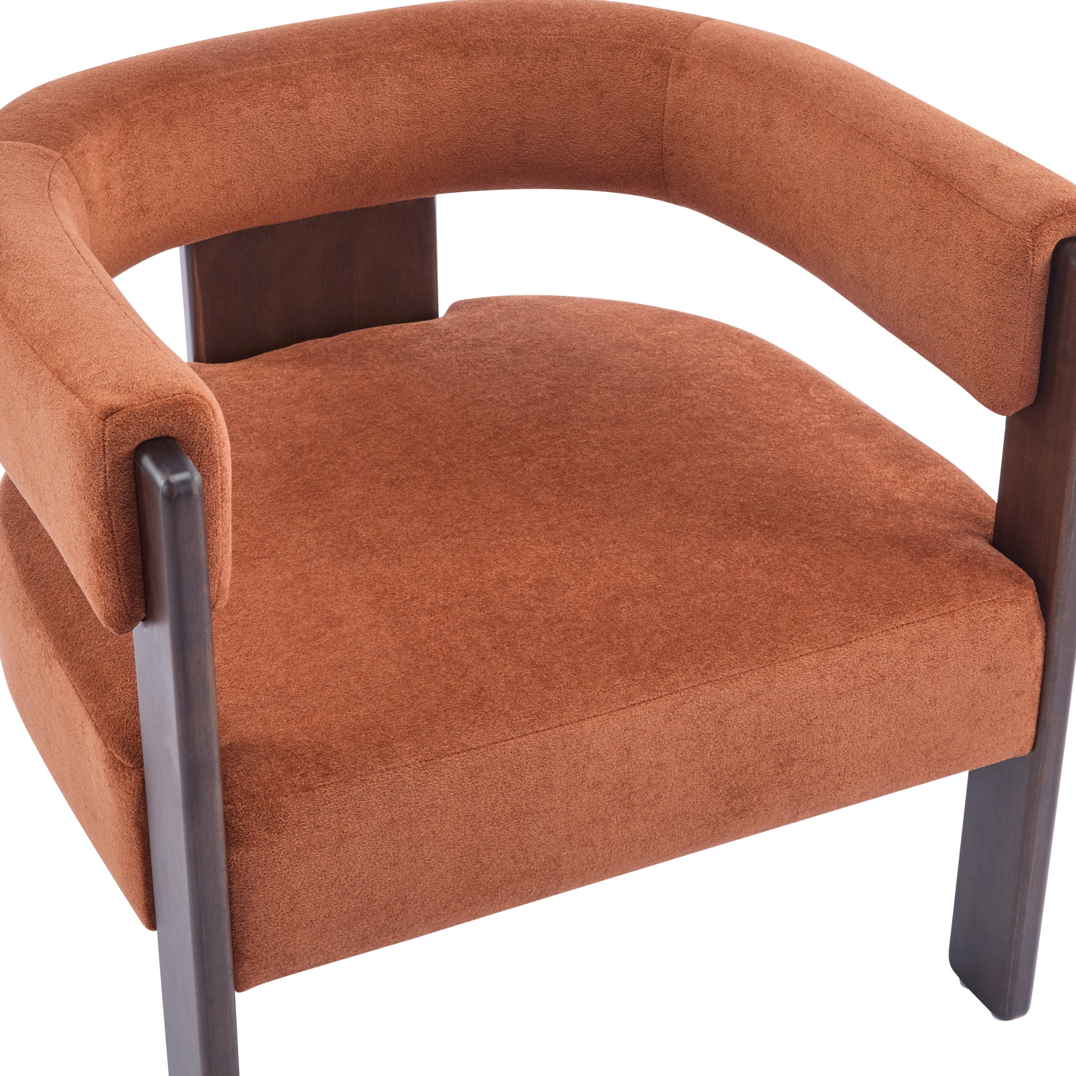 Christopher Knight Home Modern Velvet Upholstered Accent Armchair with Barrel Back, Wood Legs, Burnt Orange, Set of 2