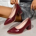 thumbnail image 5 of Wine Women'S Chunky Heel Pointed Toe Pumps Low Cut Dress Shoes For Casual Spring Fall Seasons Comfortable Fashion Footwear With Sturdy Heel, 5 of 9