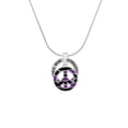 thumbnail image 2 of Delight Jewelry Silvertone Large Purple Tiger Print Peace Sign Gymnastics Mom Ring Charm Necklace, 18", 2 of 4
