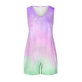 thumbnail image 5 of ABATAB Womens Rompers Tie Dye Wide Leg Shorts Jumpsuits Casual V Neck Sleeveless Summer Romper with Pockets, 5 of 5
