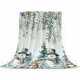 thumbnail image 2 of Snowman Christmas Throw Flannel Blanket 60x80In Winter Berries Christmas Tree Squirrels Super Soft Cozy Bed Blanket, Lightweight Plush Fuzzy Bed Throw for Bedroom Sofa Couch Living Room, 2 of 4