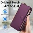 thumbnail image 2 of ELEHOLD For Samsung Galaxy A54 5G Phone Case Leather Crossbody Zipper Card Wallet Flip Case Kickstand Cover, with Ring Holder,Full Body Protection-Deeppurple, 2 of 7