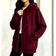thumbnail image 4 of ClodeEU Women's Long Sleeve Zip Up Drawstring Hoodie Jacket,Casual Loose Sweatshirt Coat with Pocket ,Women's Plus L, 4 of 9