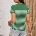 thumbnail image 5 of Htigea Womens Striped Short Sleeve Tops Casual Crewneck T Shirt Summer Loose Fit Pullover Tee Army Green XXL, 5 of 6