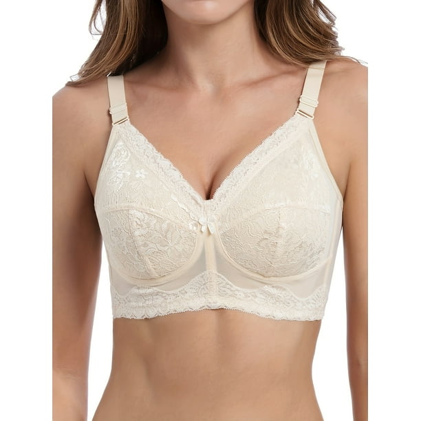 Comfortable and Breathable Contrast Lace Wireless Bra - Full