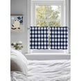 thumbnail image 4 of Half Window Curtains 24 Inches Long, Navy Blue Check Window Treatment Curtain Drapes, Farmhouse Buffalo Plaid Blue Short Curtains Tiers for Kitchen Over Sink, 27.5"x24", 2 Panels, 4 of 7