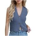 thumbnail image 3 of ZyeKqe Cropped Sweater Vests for Women Sleeveless Button down Tank Top V Neck Knit Crop Top, 3 of 4