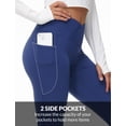 thumbnail image 4 of BALEAF Women's Petite Flare Leggings Tummy Control Crossover High Waisted Yoga Pants with Pockets Work Casual Mini 27" Navy Blue L, 4 of 7