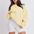 thumbnail image 4 of Lumtrix Women Fall Oversized Crewneck Sweatshirt Vintage Long Sleeve Pullover Loose Fit Cute Y2K Hoodie Khaki L, 4 of 6