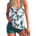 thumbnail image 3 of Trajes de baño Tankini de dos piezas Escote en V Crossover Impresión digital Traje de baño de dos piezas para fiestas en la playa, 3 of 6