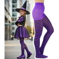 thumbnail image 2 of ToBeInStyle Girl's Striped Opaque Tights - Black/Purple - 1-3 Years, 2 of 7