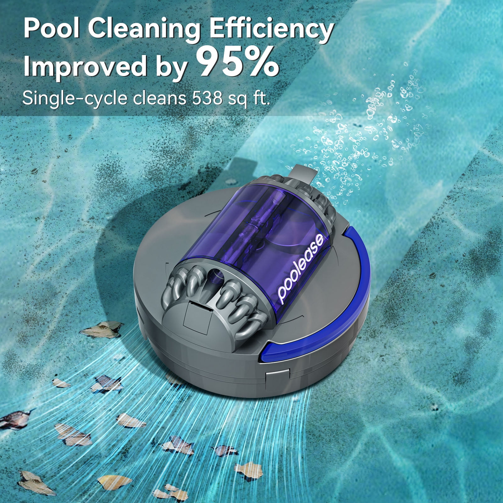Poolease Cordless Robotic Automatic Pool Cleaner, Dual 45W Motors, Self-Parking, for In-Ground & Above Ground Pools