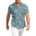 thumbnail image 6 of Dresfit Men's Polo Shirts Graphic Short Sleeve Hawaiian Shirt Spring Summer Button Down Holiday Aloha Shirt Loose Floral Big and Tall Beach Mokaloha Shirt Light Blue 2XL, 6 of 8