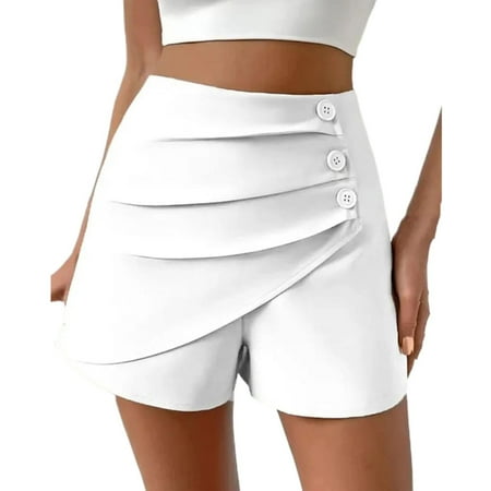 Under 15 Coopang Shorts for Women Trendy womens Elastic Waist Shorts flare Shorts for Women womens Knit Shorts sweat Shorts Women relaxed Fit High Waist 2023 Sports Outdoor Shorts White M